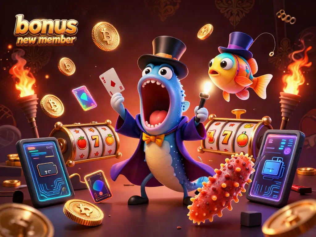 Engaging scene featuring bonus new member promotions with a magical deep-sea casino theme.