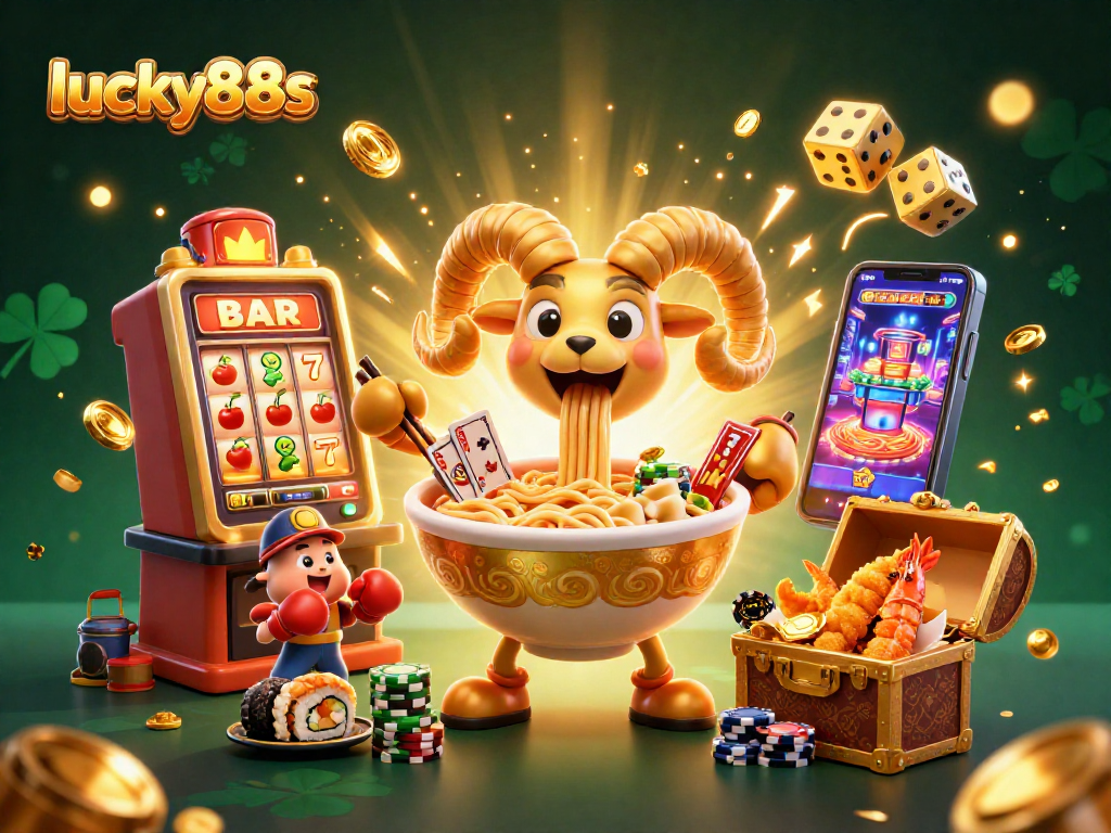 Spin and win at lucky88s with a vibrant 3D casino scene featuring dynamic characters and thrilling gambling elements.